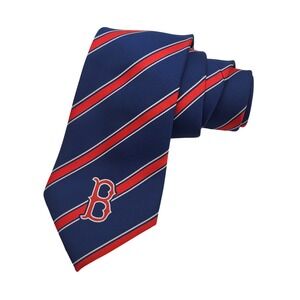 MLB Boston Red‎ Sox Repp Tie Navy Blue Red Striped Logo Baseball MLB